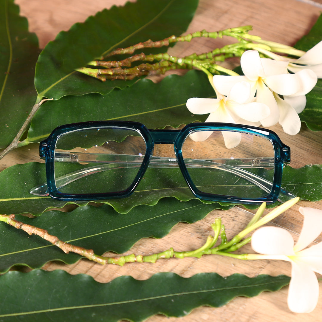 Jodykoes® Colour Frame Series Eyewears | Blue Rays Protection Square Stylish Spectacles With Anti Glare Eyeglasses For Men and Women Eyewears (Turquoise Blue) - Jodykoes ®