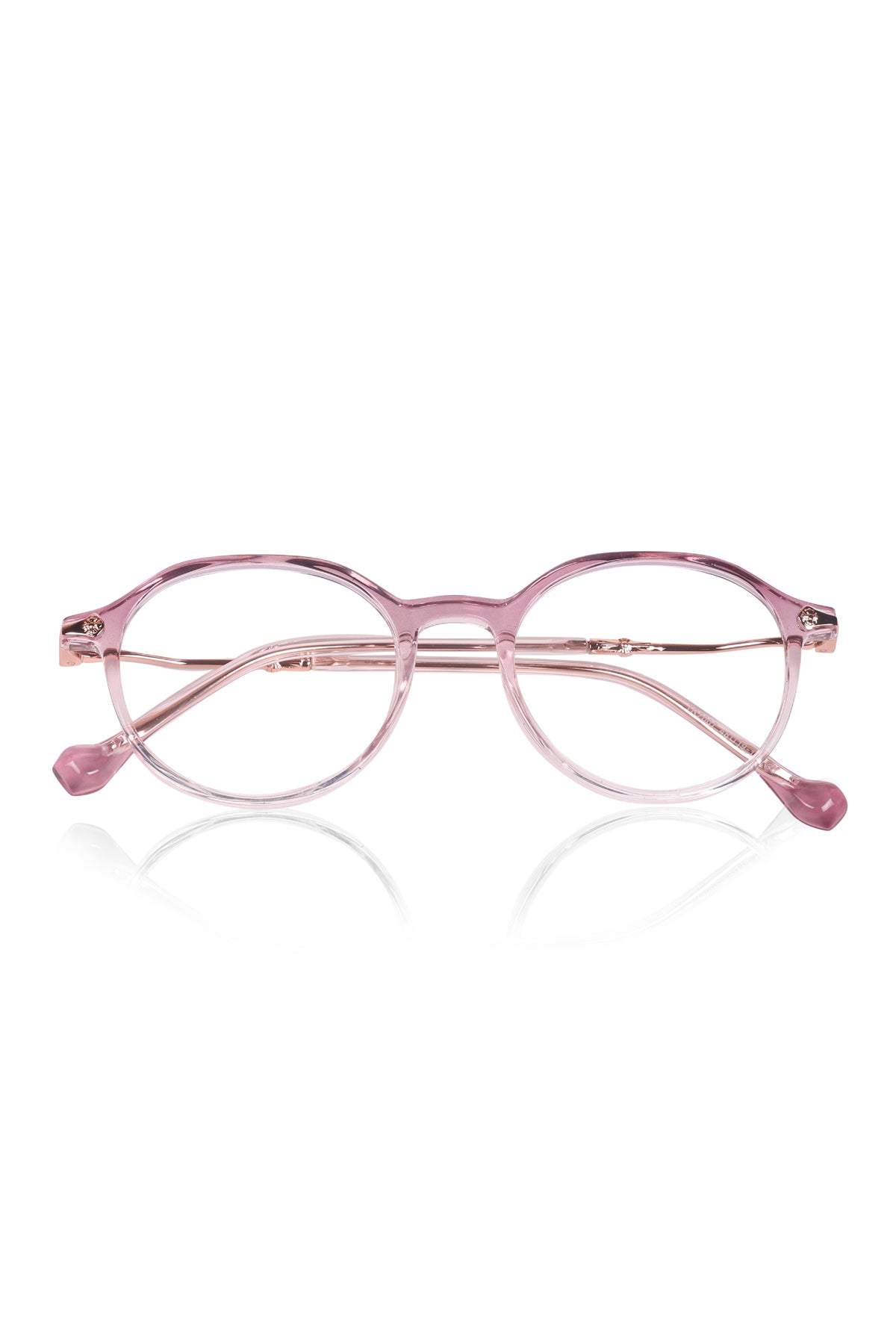 Jodykoes® Pure TR Round Plastic Frame With Metal Arms Fashionable Eyewear Spectacles | Blu cut and Anti Glare Computer Protection Eyeglasses Frame for Women (Pink/Purple) - Jodykoes ®