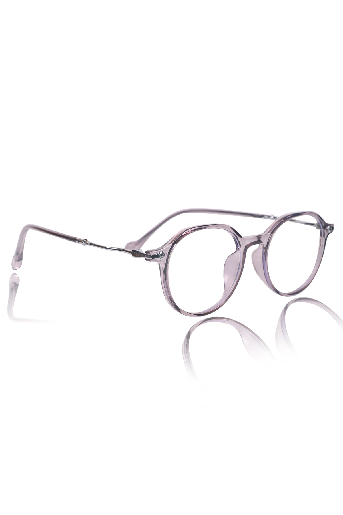 Jodykoes® Pure TR Round Plastic Frame With Metal Arms Fashionable Eyewear Spectacles | Blu cut and Anti Glare Computer Protection Eyeglasses Frame for Women (Grey) - Jodykoes ®