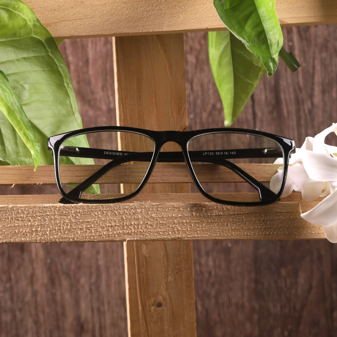 Jodykoes® Premium Series Pure Acetate Sheet Rectangle Eyewear Frame | Modern Fashionable Trending Spectacle Eyeglasses For Men and Women (Opaque Black) - Jodykoes ®