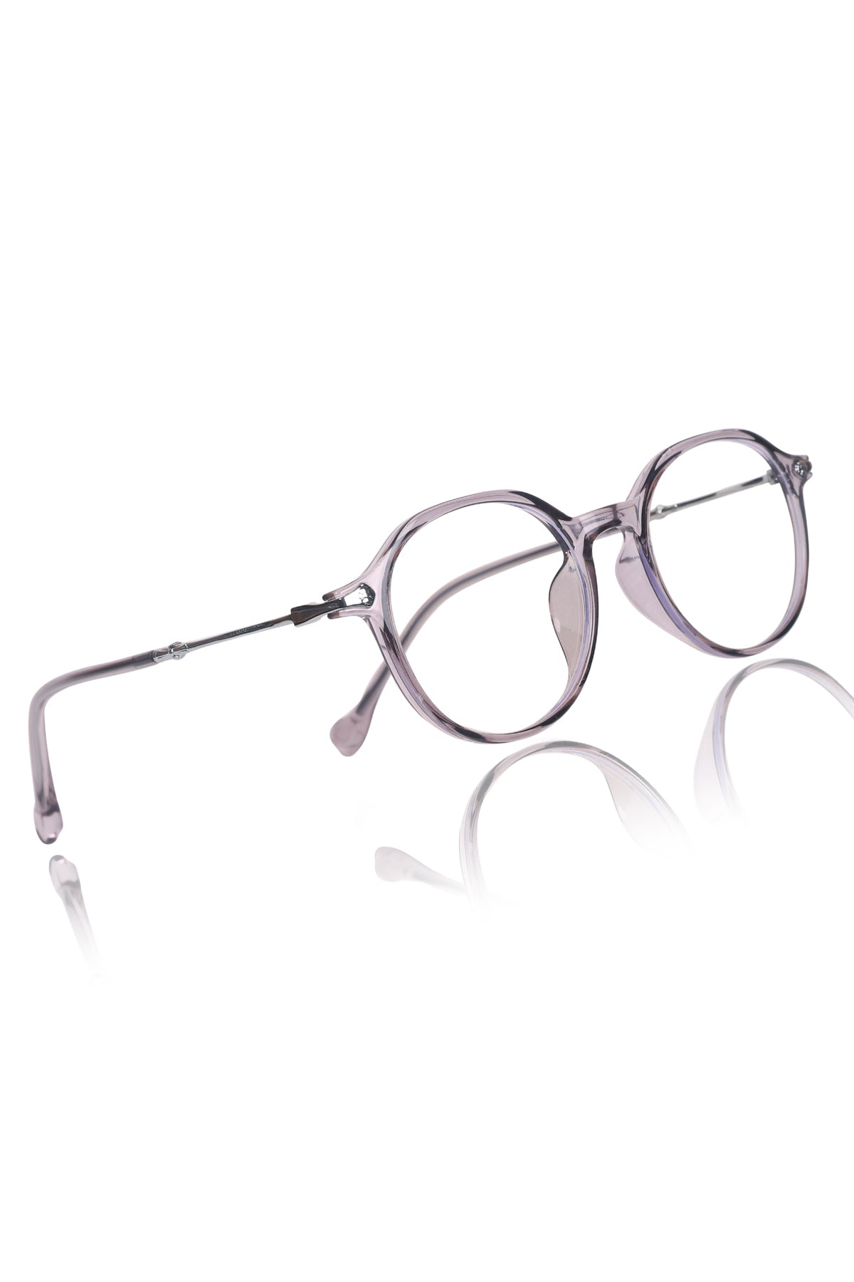 Jodykoes® Pure TR Round Plastic Frame With Metal Arms Fashionable Eyewear Spectacles | Blu cut and Anti Glare Computer Protection Eyeglasses Frame for Women (Grey) - Jodykoes ®