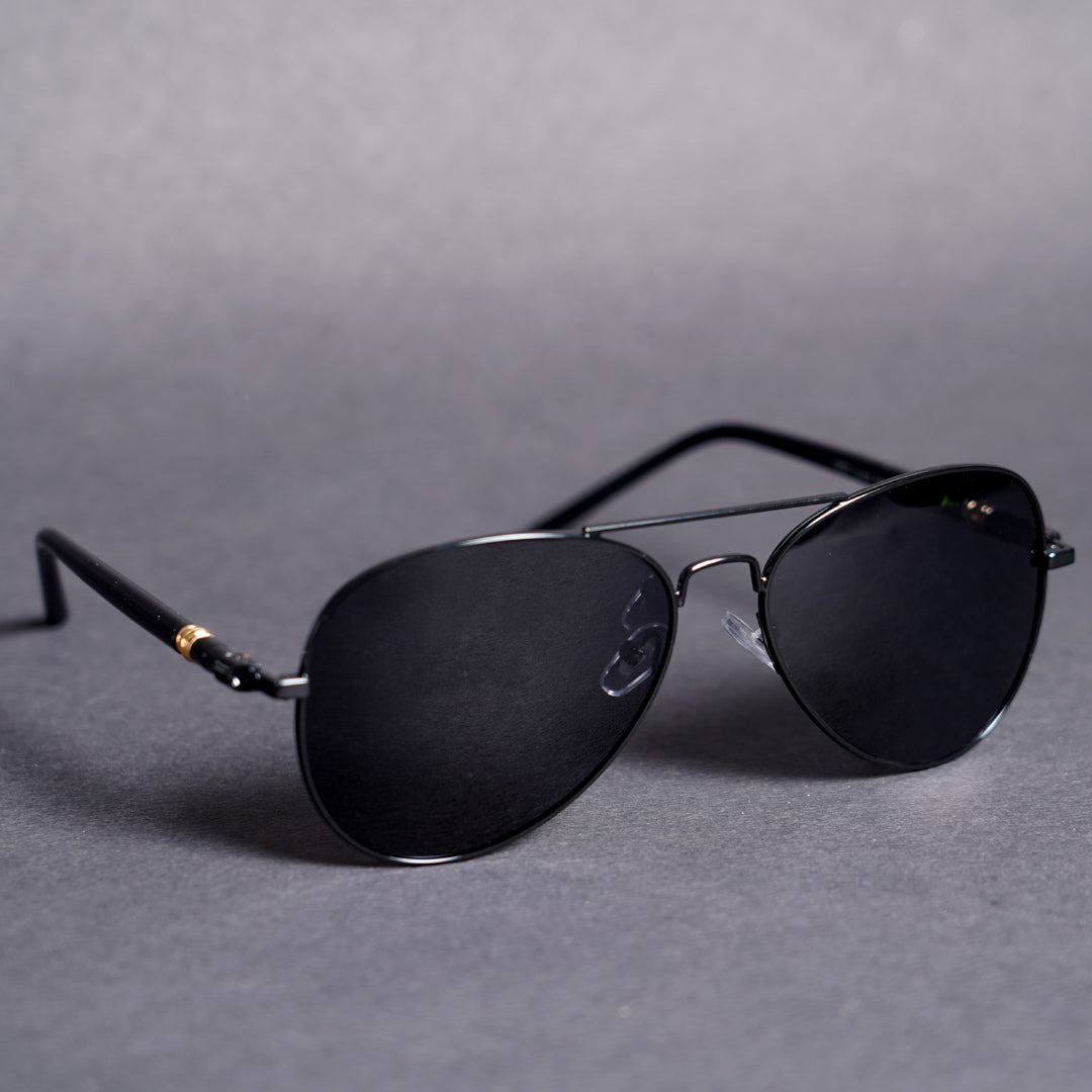 Jodykoes® Series Obsession : Premium Polarized Aviator Sunglass with Designer Arms For UV Protection, Sun Shade Glares Fashion Accessories (Black)
