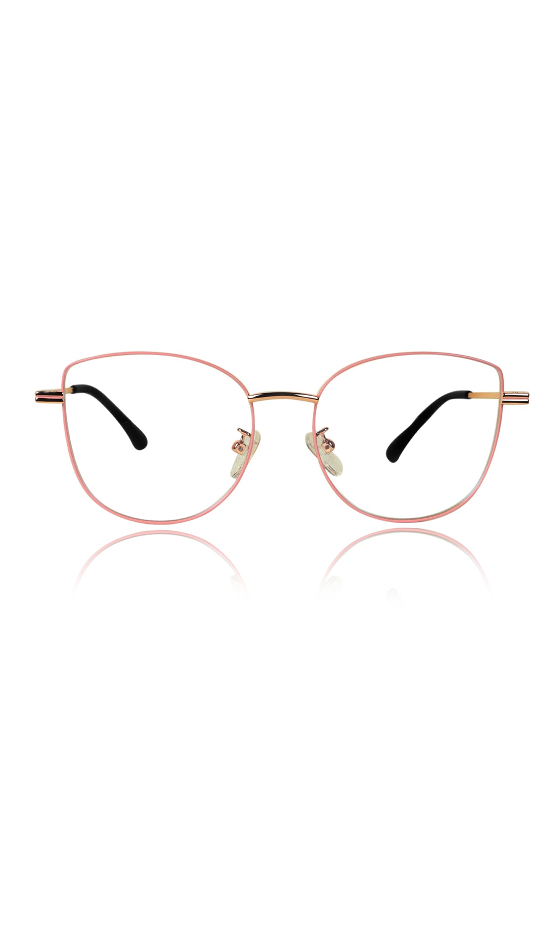 Jodykoes® Premium Series Cat Eye Metal Designer Frame Women Spectacle | Fashionable Blu Cut Anti Glare Eyeglasses For Computer, Mobile Phone and Blue Rays Protection Eyewear (Pink) - Jodykoes ®