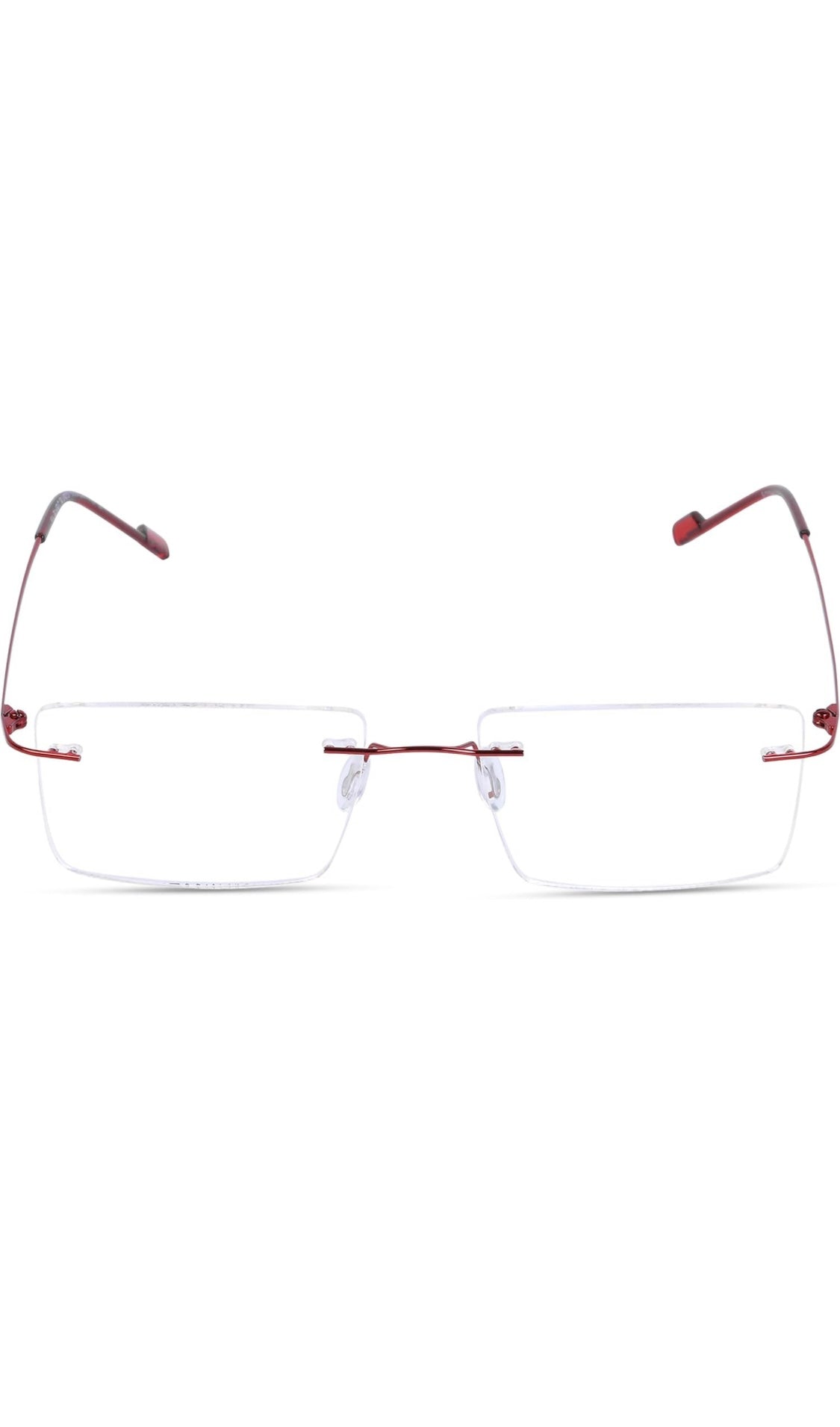 Jodykoes® Premium Rimless Anti Glare Rectangle Frame Spectacle Eyeglasses Eyewear (Maroon) - Jodykoes ®