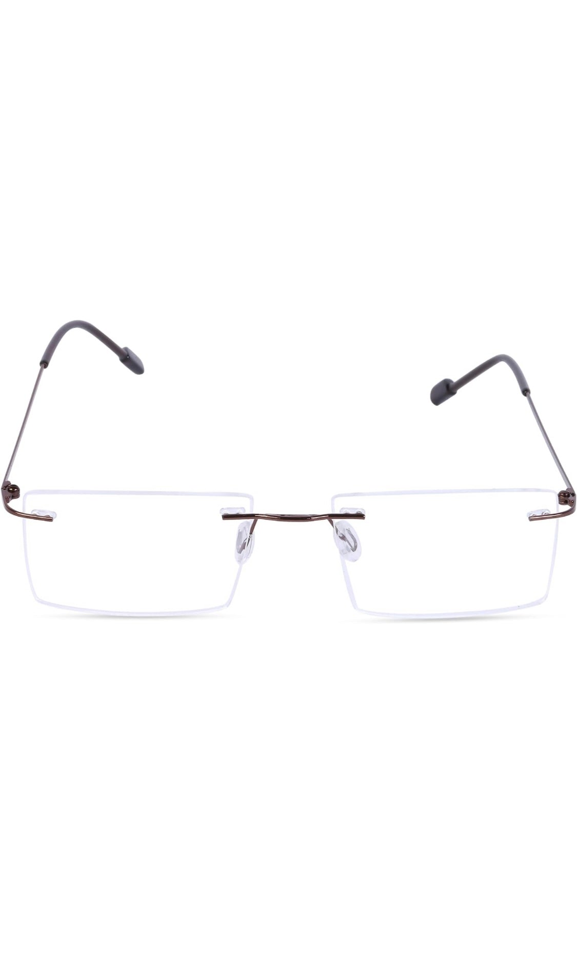 Jodykoes® Premium Rimless Anti Glare Rectangle Frame Spectacle Eyeglasses Eyewear (Copper Brown) - Jodykoes ®