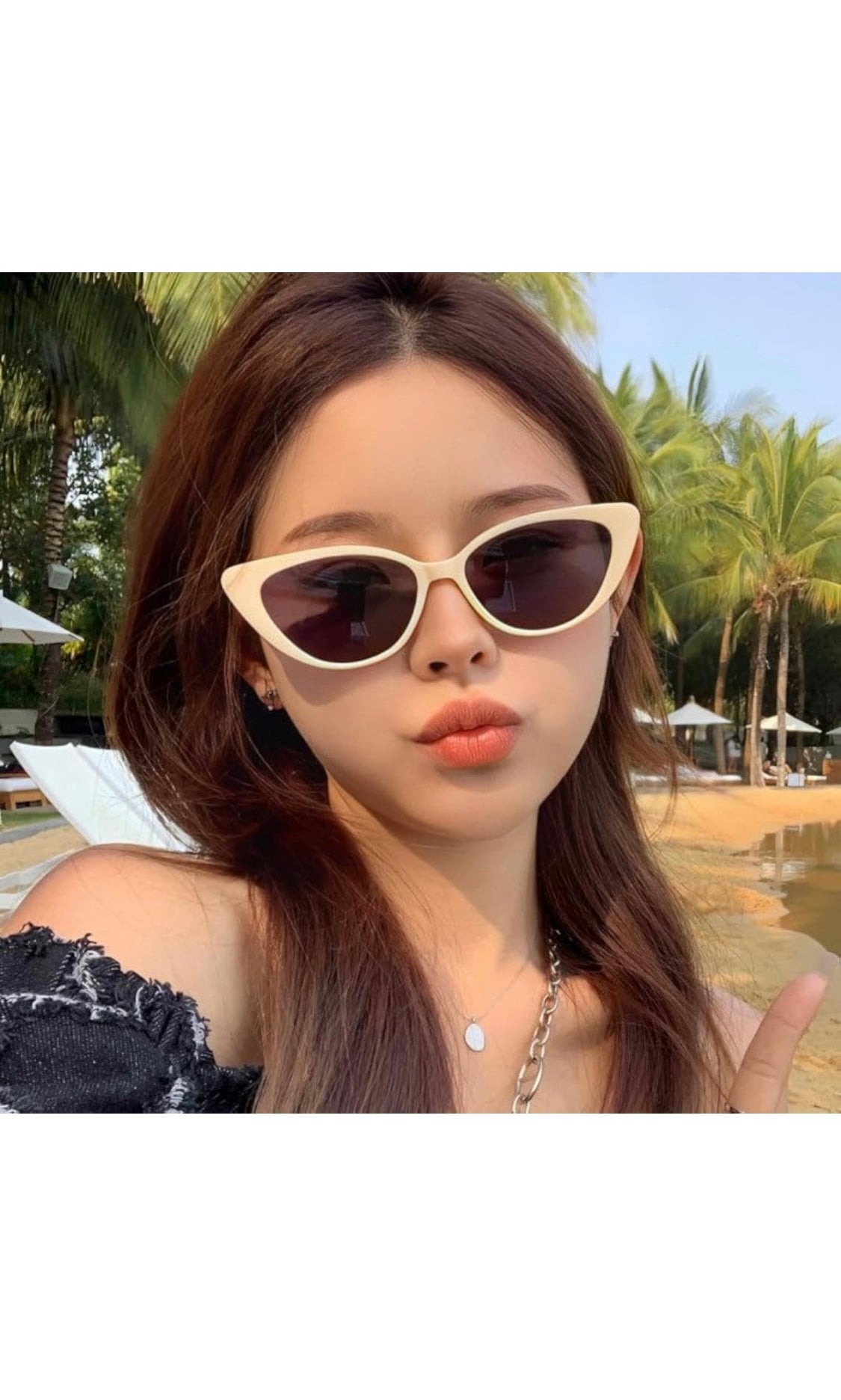 Jodykoes® Series Obsession : Trendy UV Protection, Fashionable Women's Cat Eye Sunglasses Shades (Beige)