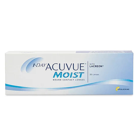 Johnson & Johnson Acuvue 1 Day MOIST Daily Disposable Contact Lenses 30 Lens Box With BC 8.5 10 Hrs