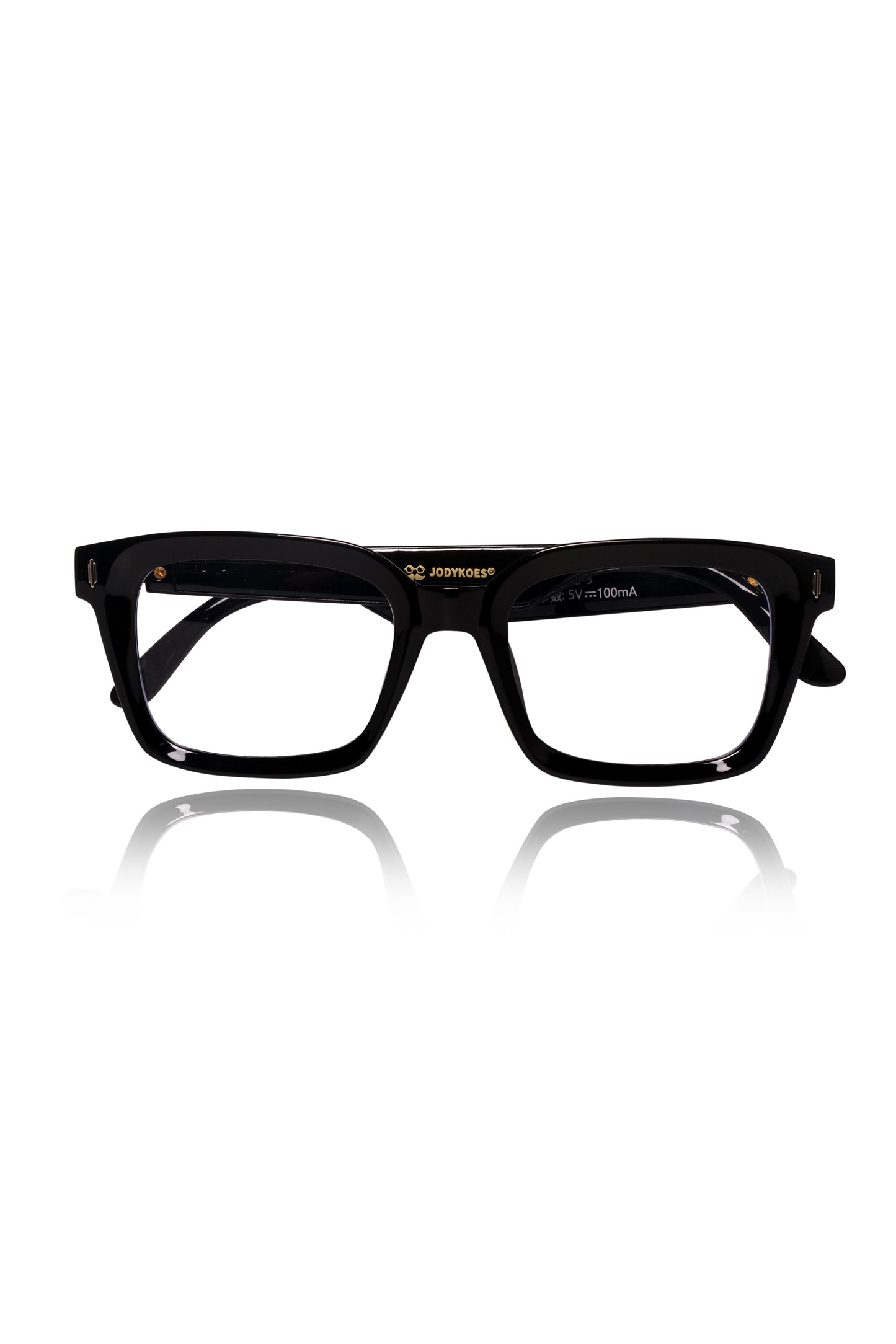 Jodykoes Smart Glasses with Built-in Speakers, Voice Assistant & Prescription Lenses | Square Bluetooth Audio Eyewear (Black)