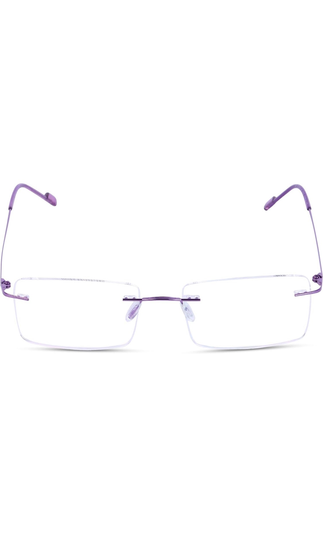 Jodykoes® Premium Rimless Anti Glare Rectangle Frame Spectacle Eyeglasses Eyewear (Purple) - Jodykoes ®