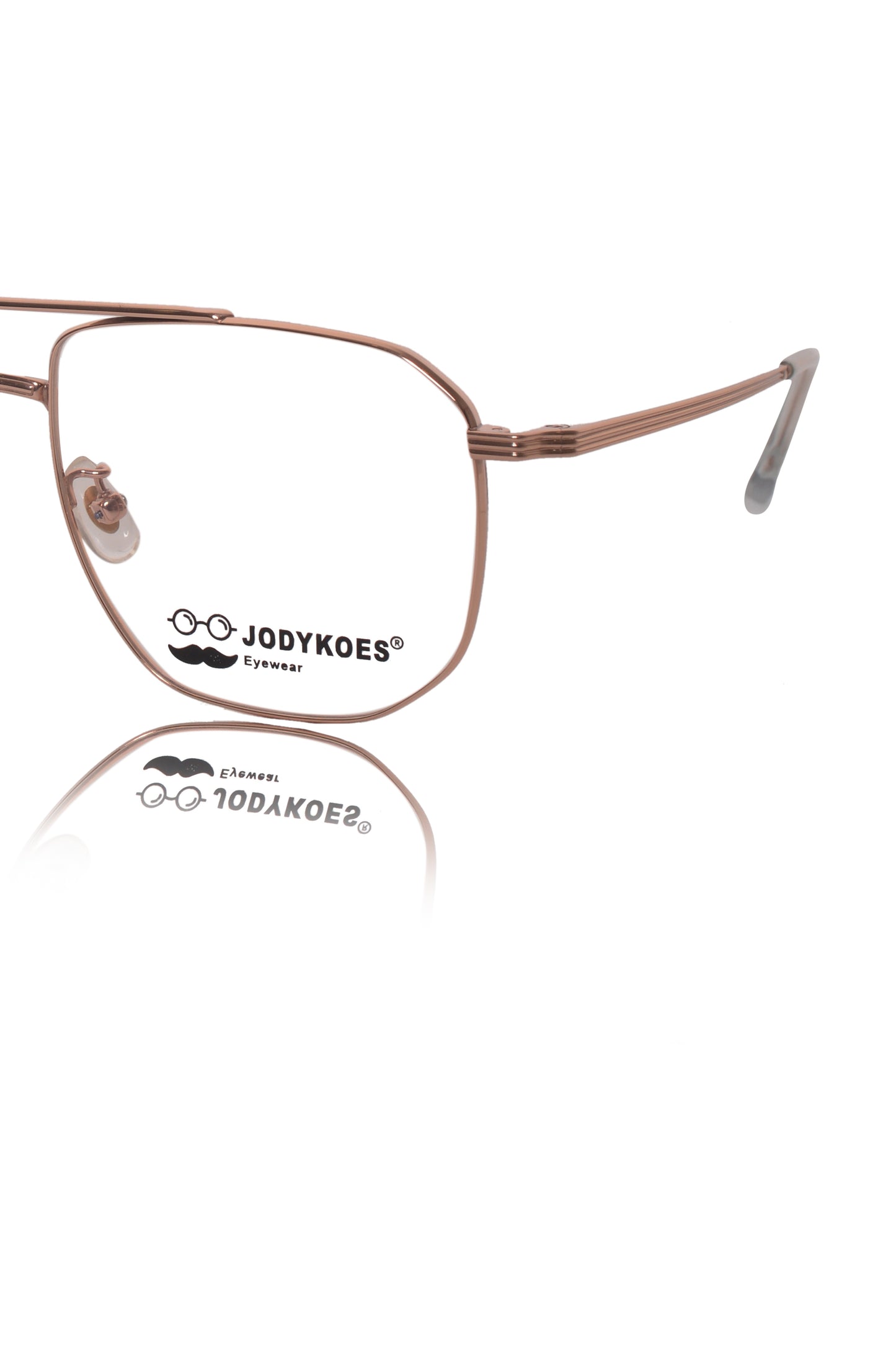 Jodykoes Luxury Series : Pure Titanium Metal Spectacle Eyeglasses | New Shape Double Bar Square Metal Eyewear Frame (Gold)