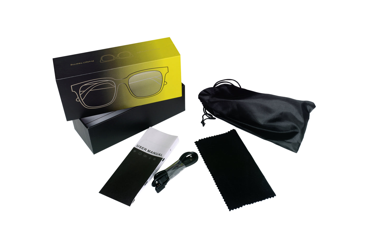 Jodykoes Smart Glasses with Built-in Speakers, Voice Assistant & Prescription Lenses | Square Bluetooth Audio Eyewear (Brown)