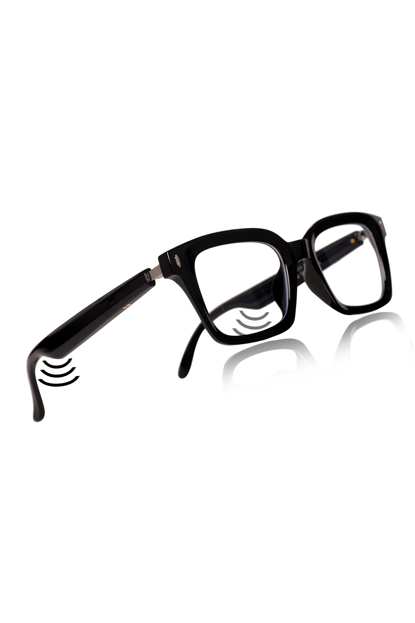 Jodykoes Smart Glasses with Built-in Speakers, Voice Assistant & Prescription Lenses | Square Bluetooth Audio Eyewear (Black)