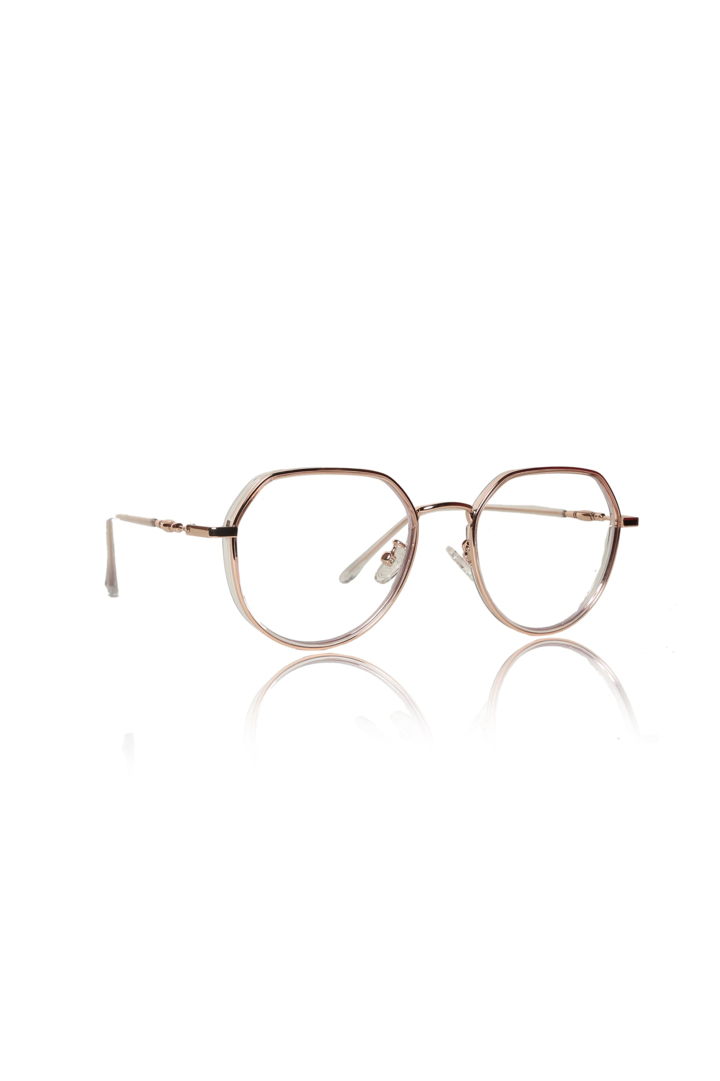 Jodykoes® Premium Series Round-Flat Top Eyewear Eyeglasses Spectacles Frame for Men and Women (Rose Gold)