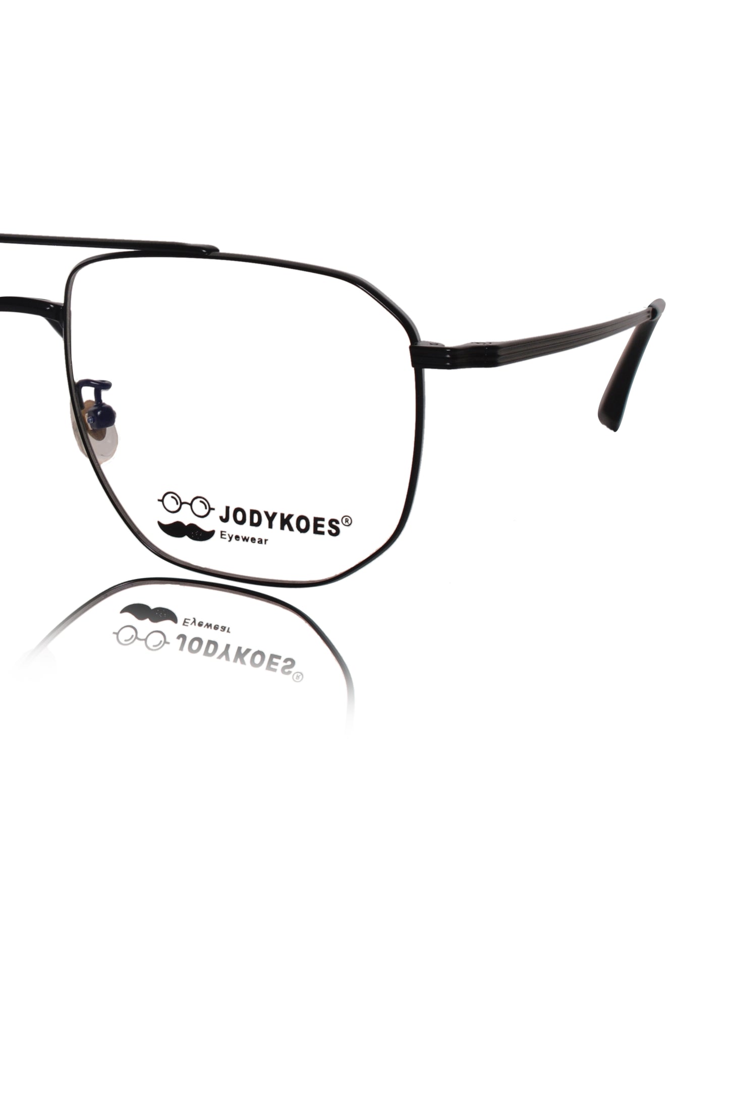 Jodykoes Luxury Series : Pure Titanium Metal Spectacle Eyeglasses | New Shape Double Bar Square Metal Eyewear Frame (Black)
