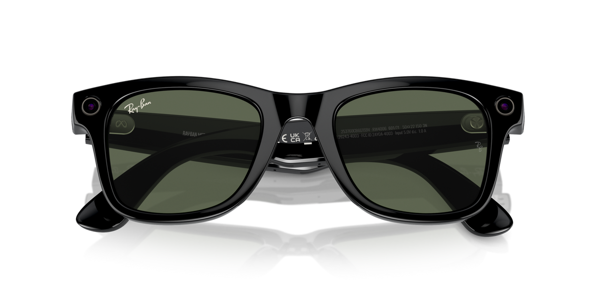 RAY BAN META 4006 WAYFARER BLACK G15 GREEN MEDIUM