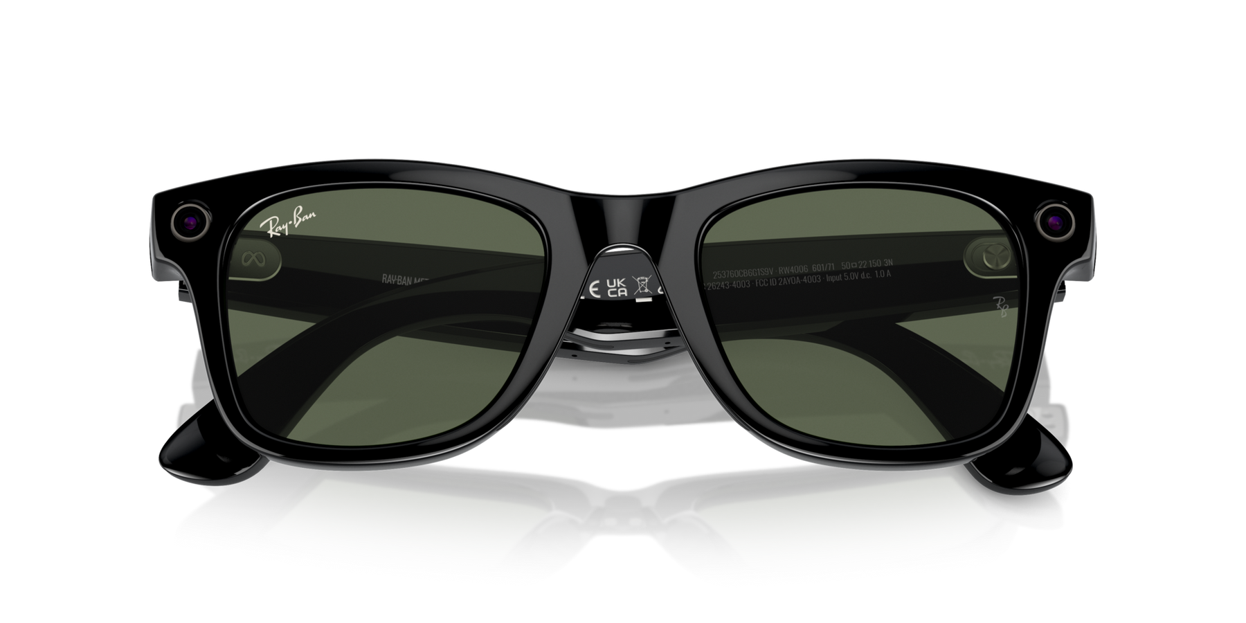 RAY BAN META 4006 WAYFARER BLACK G15 GREEN MEDIUM