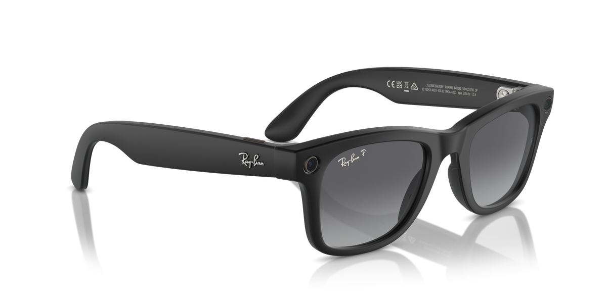 Ray-Ban Meta AI RW4006 (Wayfarer) Polarized Sunglass Matte Black Medium
