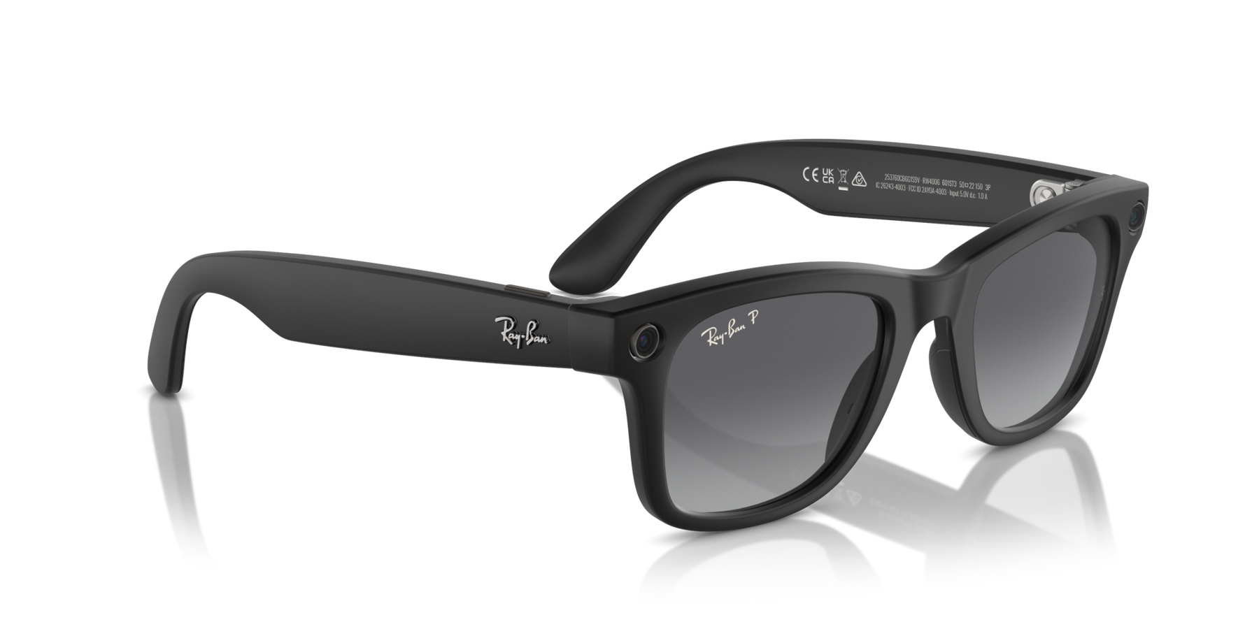 Ray-Ban Meta AI RW4006 (Wayfarer) Polarized Sunglass Matte Black Medium