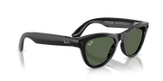 Ray-Ban Meta AI Skyler Cat Eye Smart Eyewear Sunglass Shiny Black RW4010 Green G15