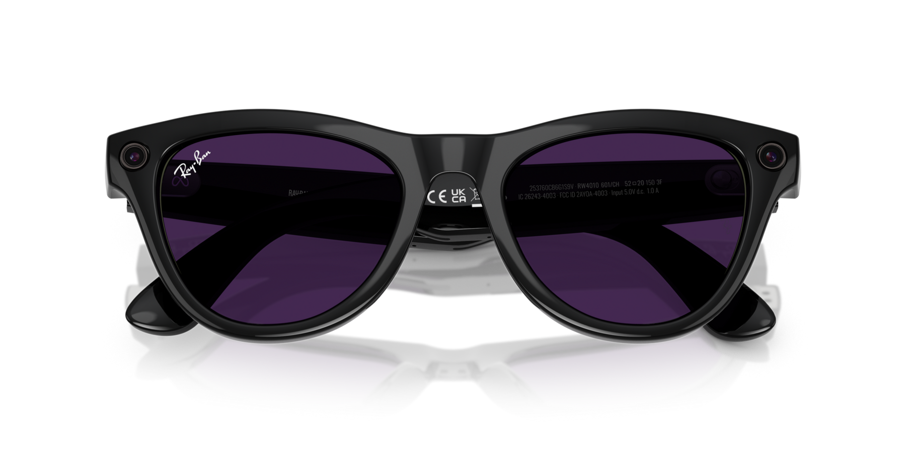 Ray-Ban Meta AI Skyler Cat Eye Smart Eyewear Sunglass Shiny Black RW4010 Transitions Amethyst