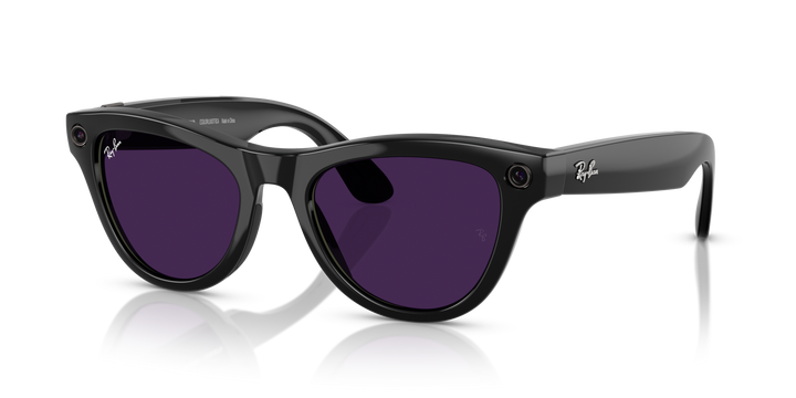Ray-Ban Meta AI Skyler Cat Eye Smart Eyewear Sunglass Shiny Black RW4010 Transitions Amethyst