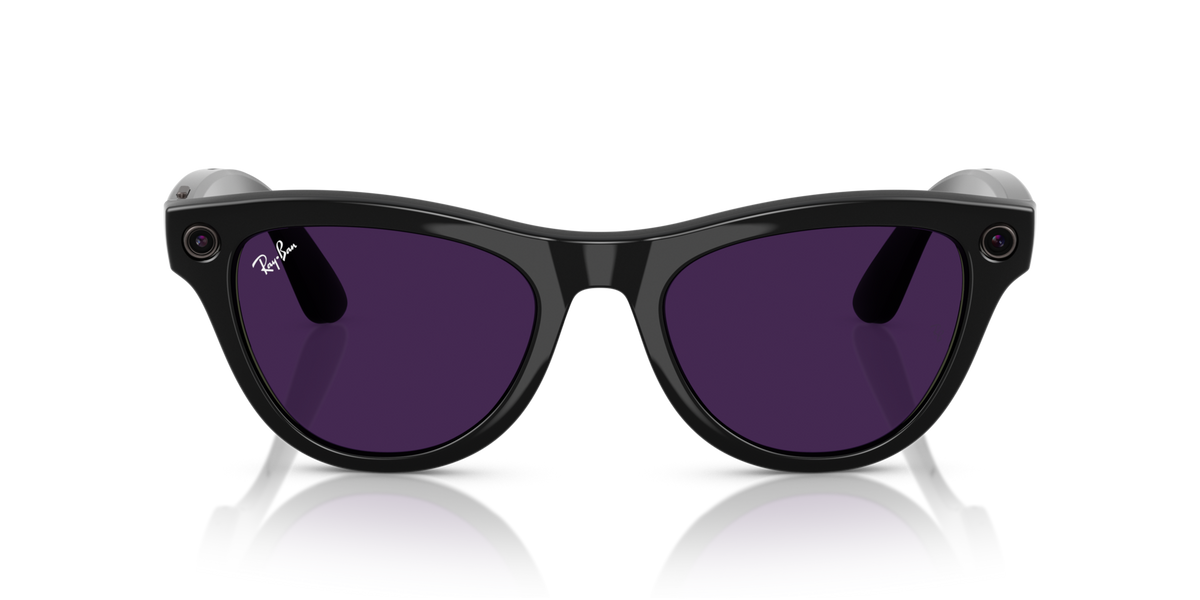 Ray-Ban Meta AI Skyler Cat Eye Smart Eyewear Sunglass Shiny Black RW4010 Transitions Amethyst