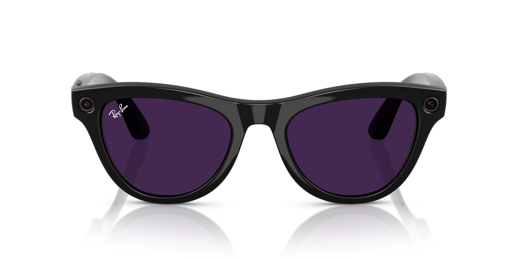 Ray-Ban Meta AI Skyler Cat Eye Smart Eyewear Sunglass Shiny Black RW4010 Transitions Amethyst