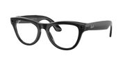 Ray-Ban Meta AI Skyler Cat Eye Smart Eyewear Sunglass Shiny Black RW4010 Transitions Blue