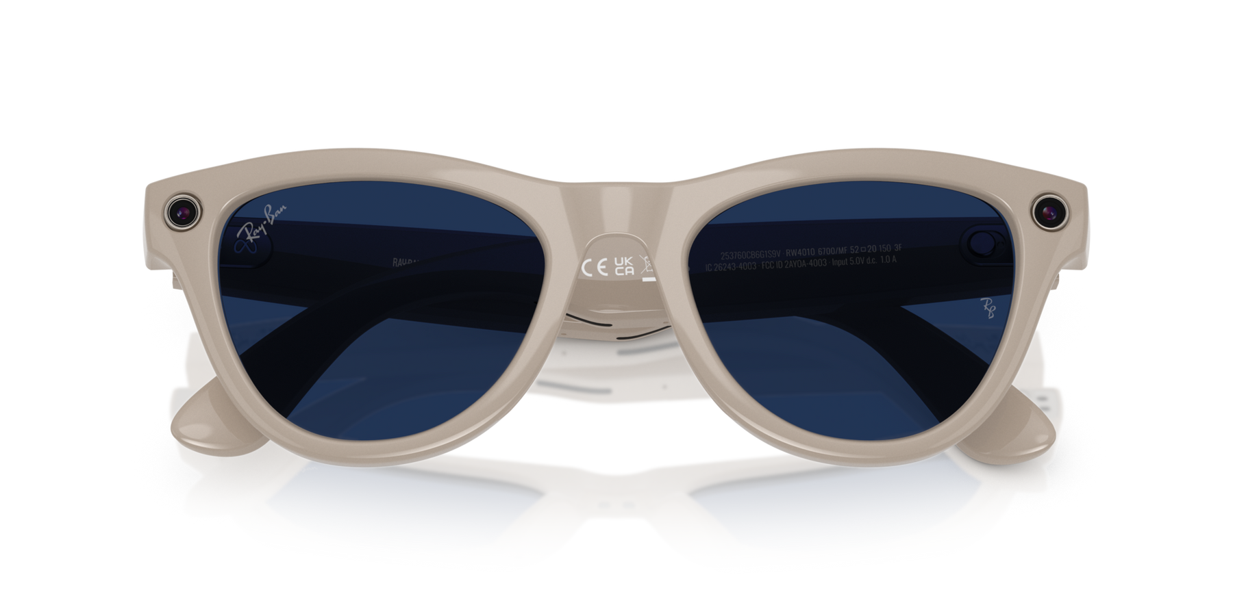 Ray-Ban Meta AI Skyler Cat Eye Smart Eyewear Sunglass Chalky Grey RW4010 Transitions Blue