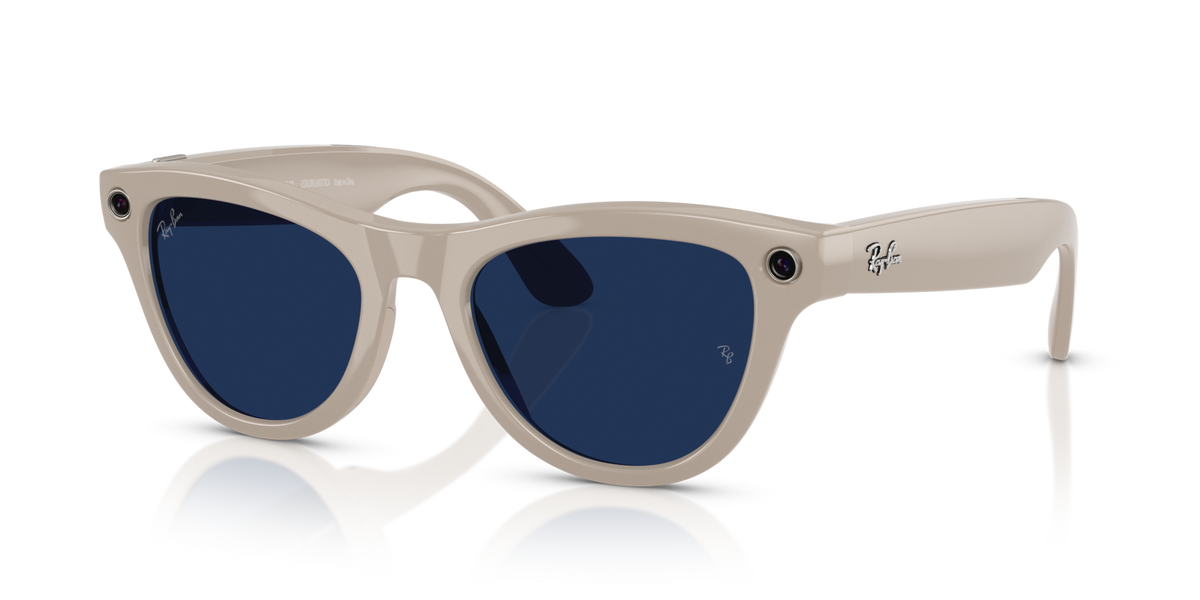 Ray-Ban Meta AI Skyler Cat Eye Smart Eyewear Sunglass Chalky Grey RW4010 Transitions Blue