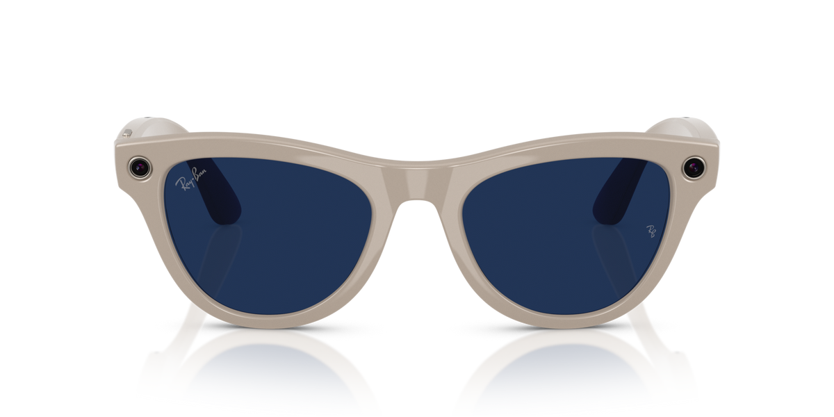 Ray-Ban Meta AI Skyler Cat Eye Smart Eyewear Sunglass Chalky Grey RW4010 Transitions Blue