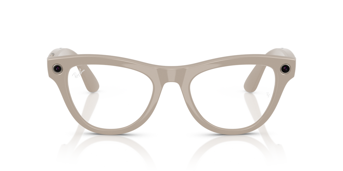 Ray-Ban Meta AI Skyler Cat Eye Smart Eyewear Sunglass Chalky Grey RW4010 Transitions Blue
