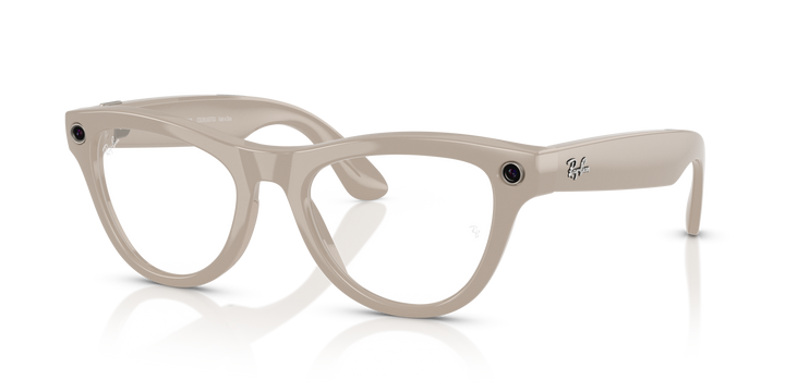 Ray-Ban Meta AI Skyler Cat Eye Smart Eyewear Sunglass Chalky Grey RW4010 Transitions Blue