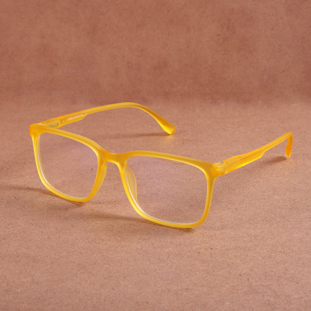 Jodykoes® Colour Series : Vibrant colours eyewear rectangle frames with anti glare and blue filter eyeglasses for men and women (Banana Yellow)