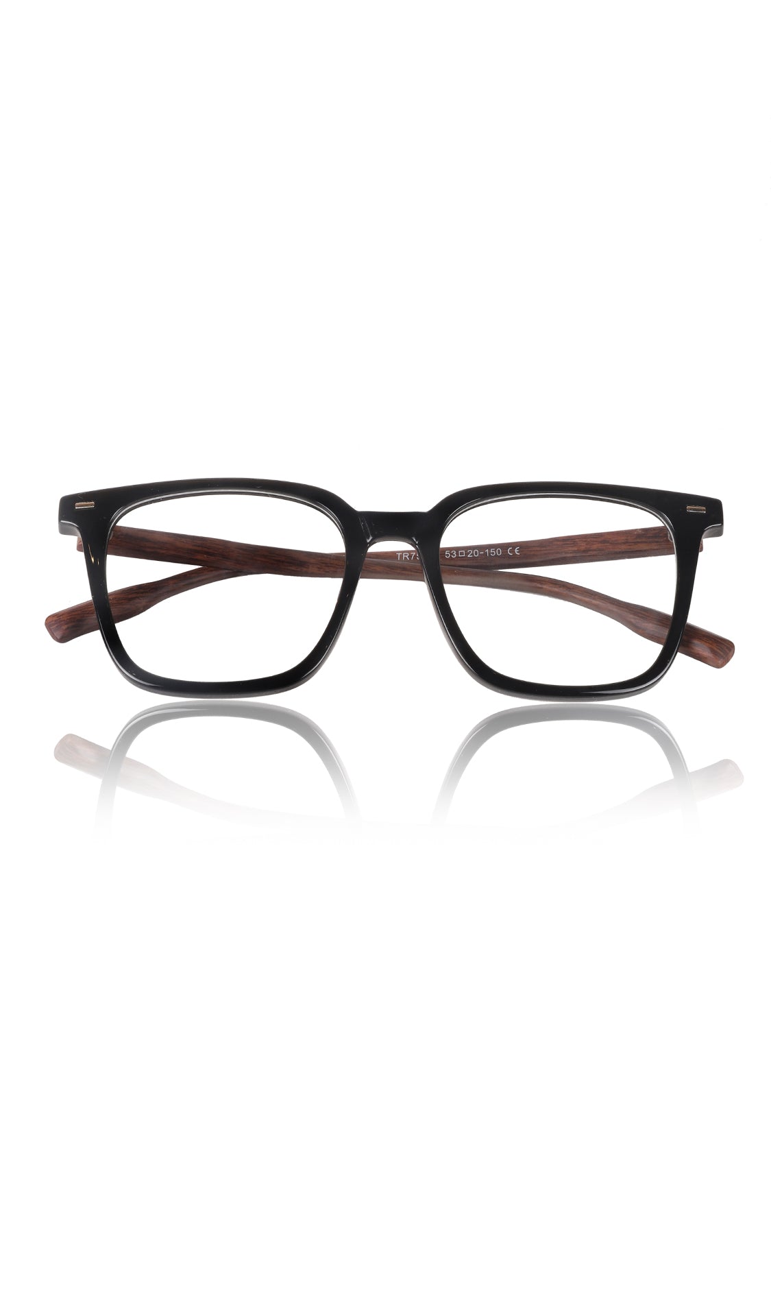 Jodykoes® Premium Series Woodern Finish collection Square Spectacle Frame | Fashionable Eyeglasses Eyewear for Men and Women (Black Wood) - Jodykoes ®
