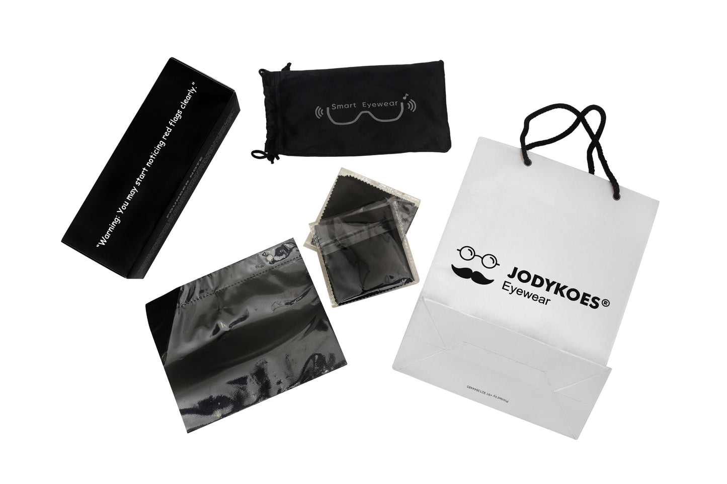 Jodykoes Smart Glasses with Built-in Speakers, Voice Assistant & Prescription Lenses | Square Bluetooth Audio Eyewear (Black)