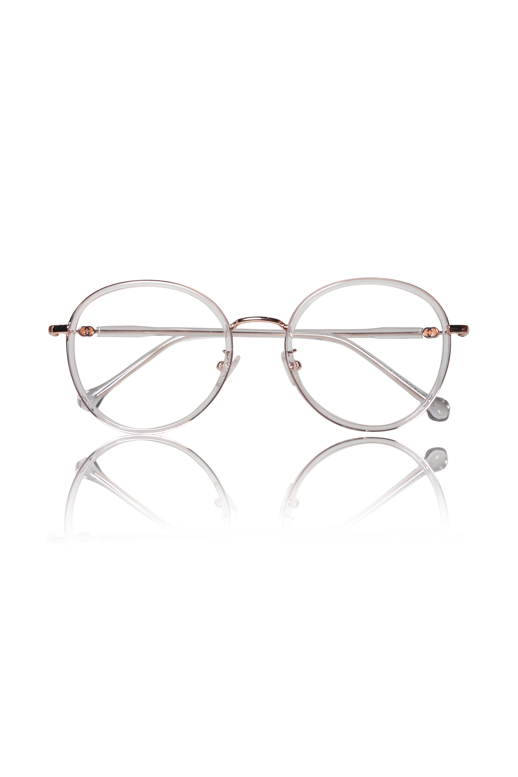 Jodykoes® Premium Series Round Eyewear Eyeglasses Spectacles Frame for Men and Women (Transparent)