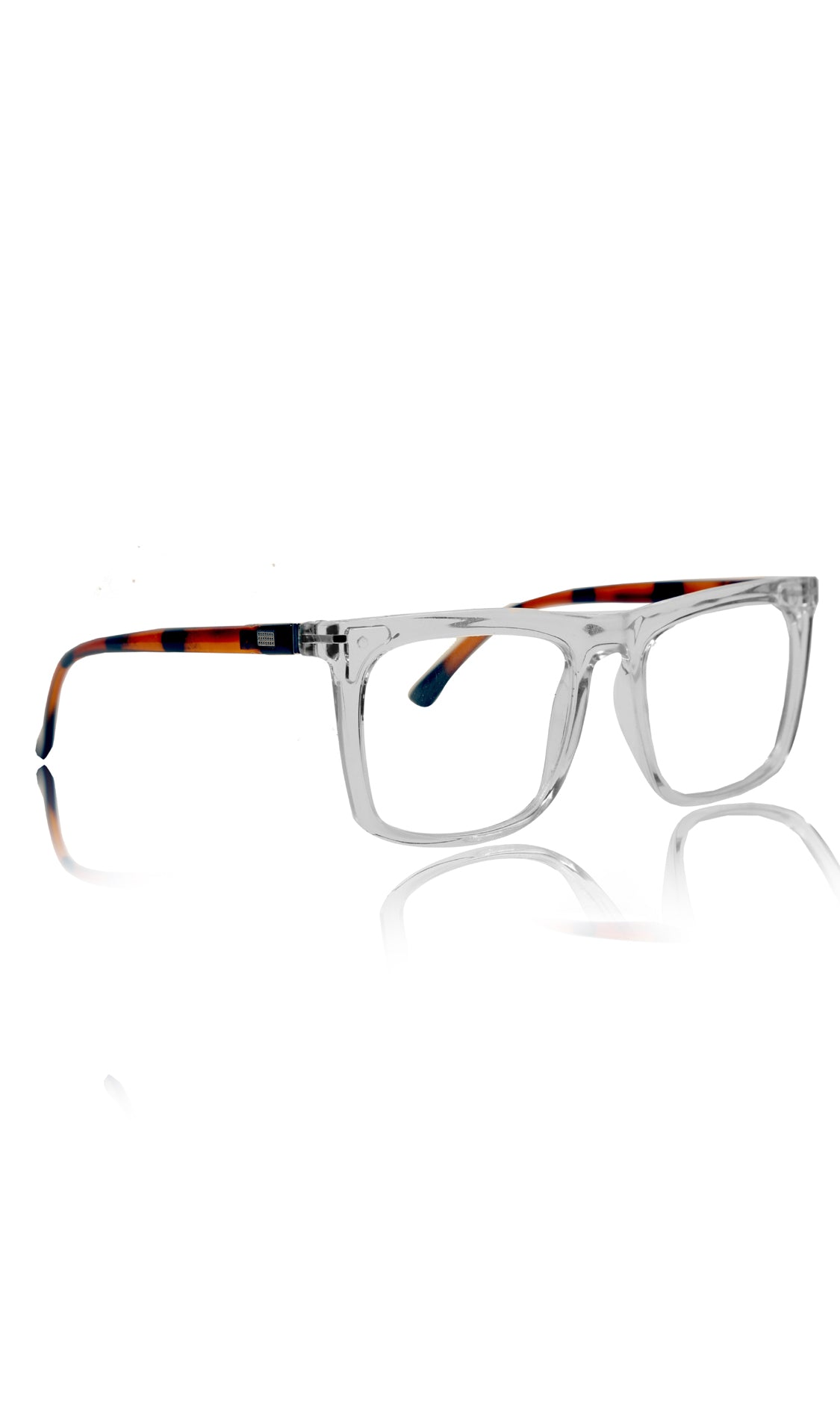 Jodykoes® Colour Frame Series Stylish Spectacle Frames for Men | Blue Rays Protection Rectangle Eyewear with Anti Glare Glasses for Men and Women (Printed Transparent)
