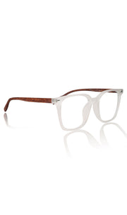 Jodykoes® Premium Series Woodern Finish collection Square Spectacle Frame | Fashionable Eyeglasses Eyewear for Men and Women (White Wood)