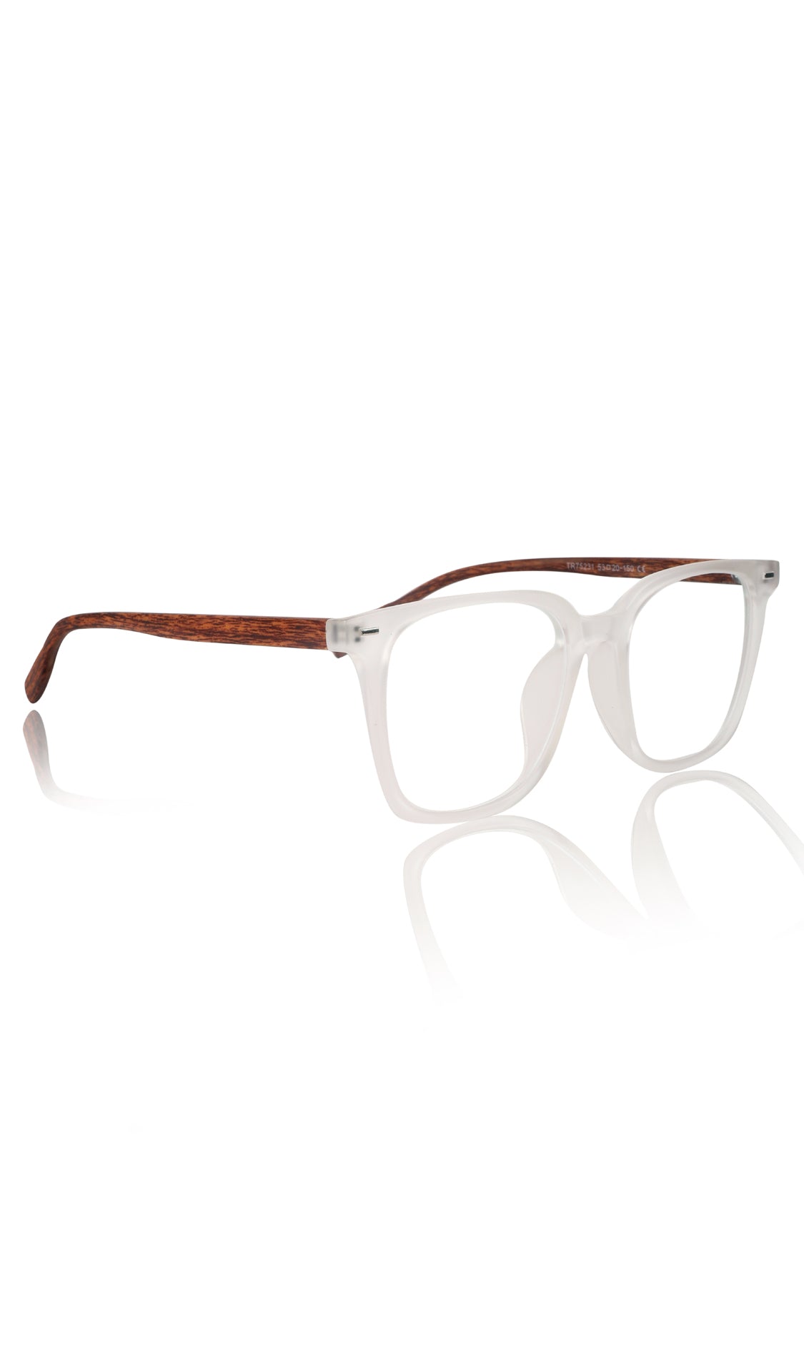 Jodykoes® Premium Series Woodern Finish collection Square Spectacle Frame | Fashionable Eyeglasses Eyewear for Men and Women (White Wood)