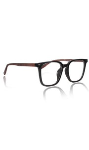 Jodykoes® Premium Series Woodern Finish collection Square Spectacle Frame | Fashionable Eyeglasses Eyewear for Men and Women (Black Wood)