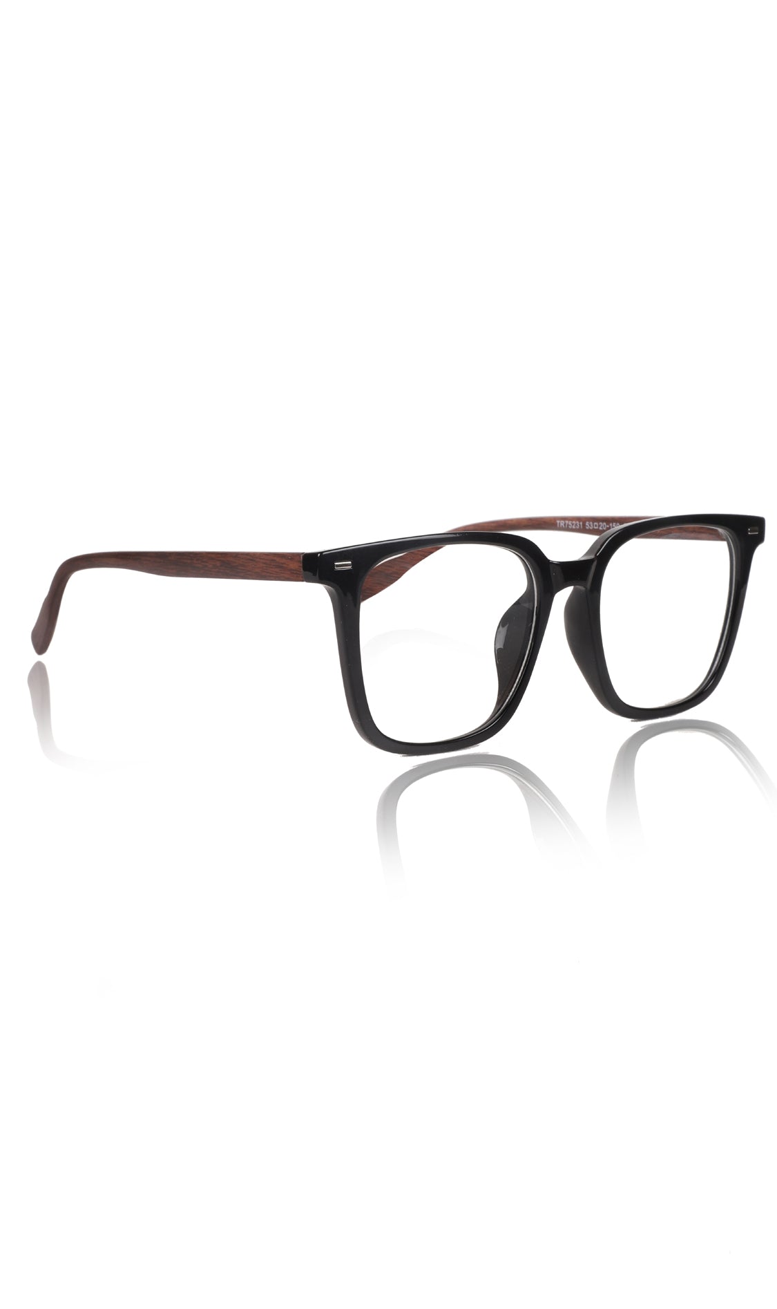 Jodykoes® Premium Series Woodern Finish collection Square Spectacle Frame | Fashionable Eyeglasses Eyewear for Men and Women (Black Wood)