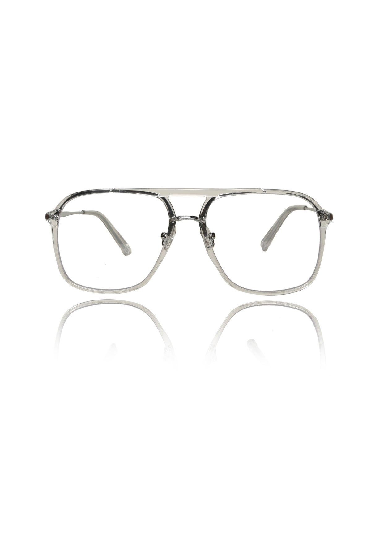 Jodykoes® Premium Series Double Bar Eyewear Eyeglasses Spectacles Frame for Men and Women (Transparent)