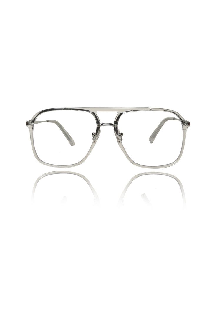Jodykoes® Premium Series Double Bar Eyewear Eyeglasses Spectacles Frame for Men and Women (Transparent)