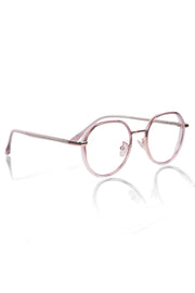 Jodykoes® Pure TR Metal and Plastic Combination Round Flat-Top Spectacle Frame | Blu cut and Anti Glare Computer Mobile Phone Protection Eyewear Eyeglasses (Wild Rose)