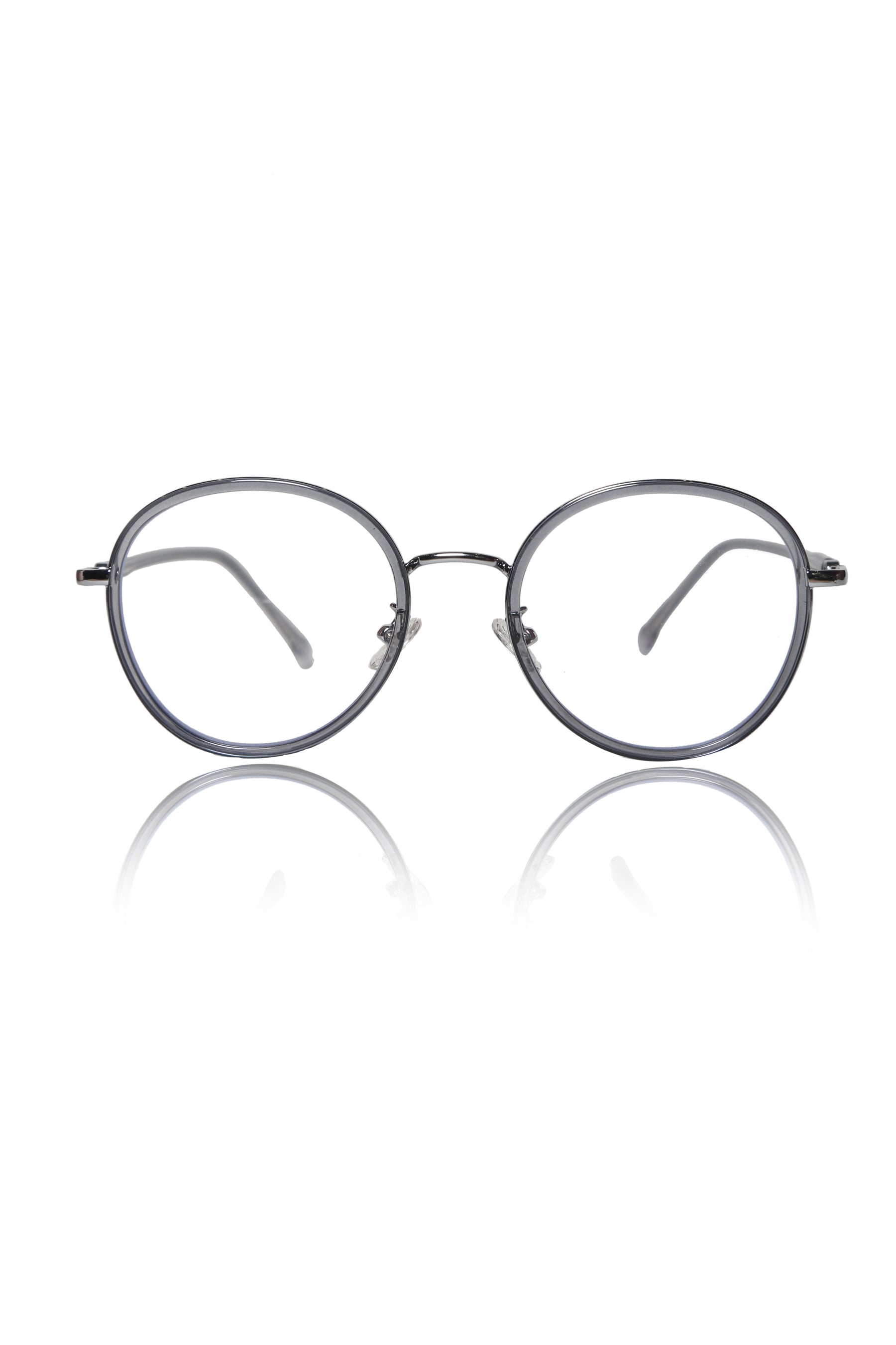 Jodykoes® Premium Series Round Eyewear Eyeglasses Spectacles Frame for Men and Women (Grey)