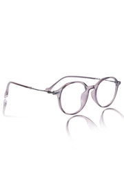 Jodykoes® Pure TR Round Plastic Frame With Metal Arms Fashionable Eyewear Spectacles | Blu cut and Anti Glare Computer Protection Eyeglasses Frame for Women (Grey)