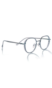 Jodykoes® Pure TR Metal and Plastic Combination Round Flat-Top Spectacle Frame | Blu cut and Anti Glare Computer Mobile Phone Protection Eyewear Eyeglasses (Glass Grey)