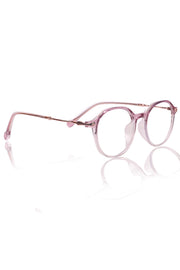 Jodykoes® Pure TR Round Plastic Frame With Metal Arms Fashionable Eyewear Spectacles | Blu cut and Anti Glare Computer Protection Eyeglasses Frame for Women (Pink/Purple)
