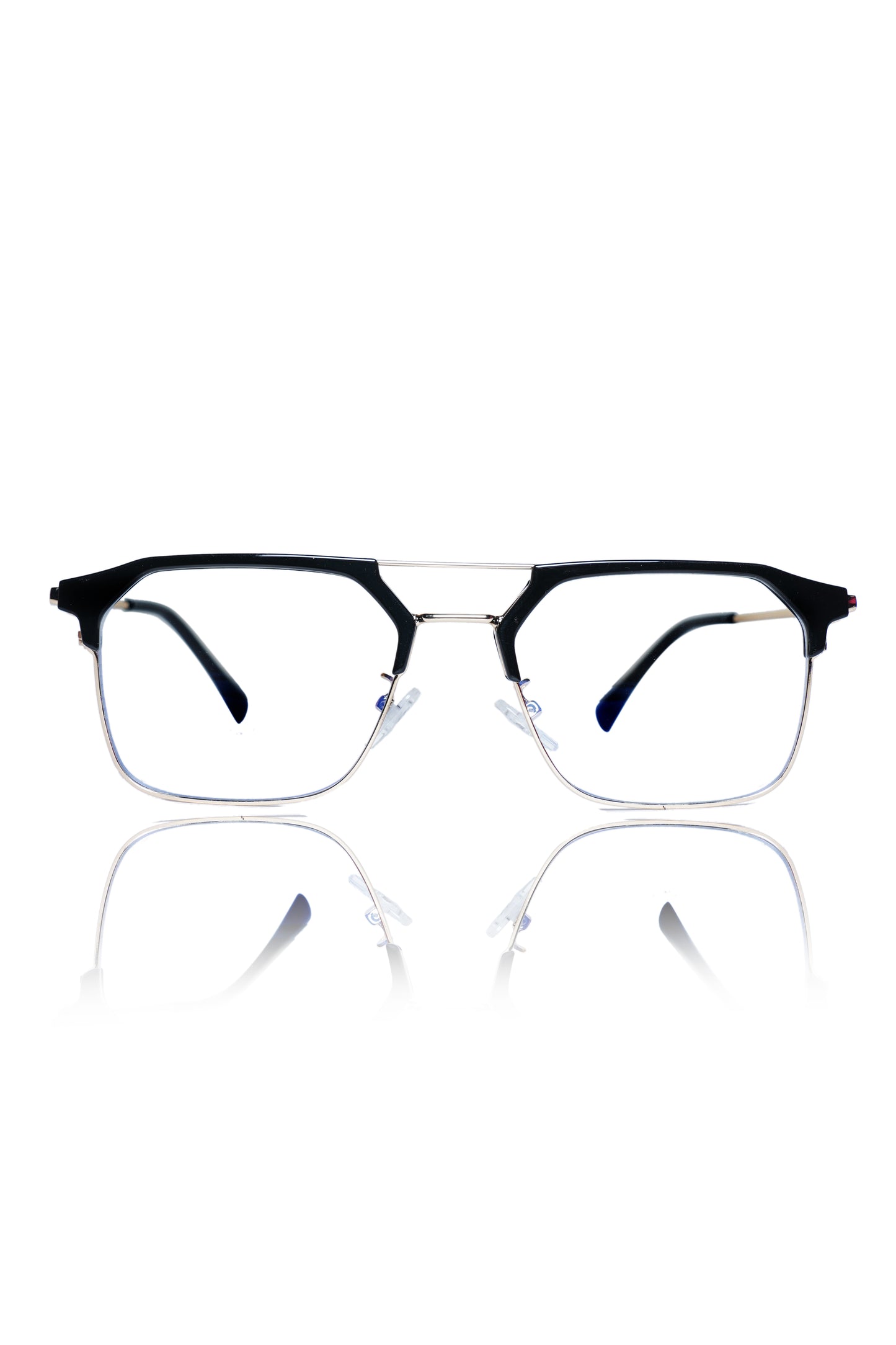 Jodykoes® Premium Series Classic Vintage Eyewear Eyeglasses Spectacles with Blue Light Anti Glare Glasses Frame for Men and Women  (Black & Gold)